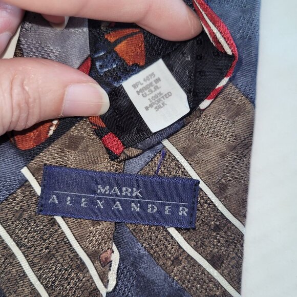 Mark Alexander Tie Mens Necktie Football Theme Silk Handmade Office Preppy - Picture 4 of 7